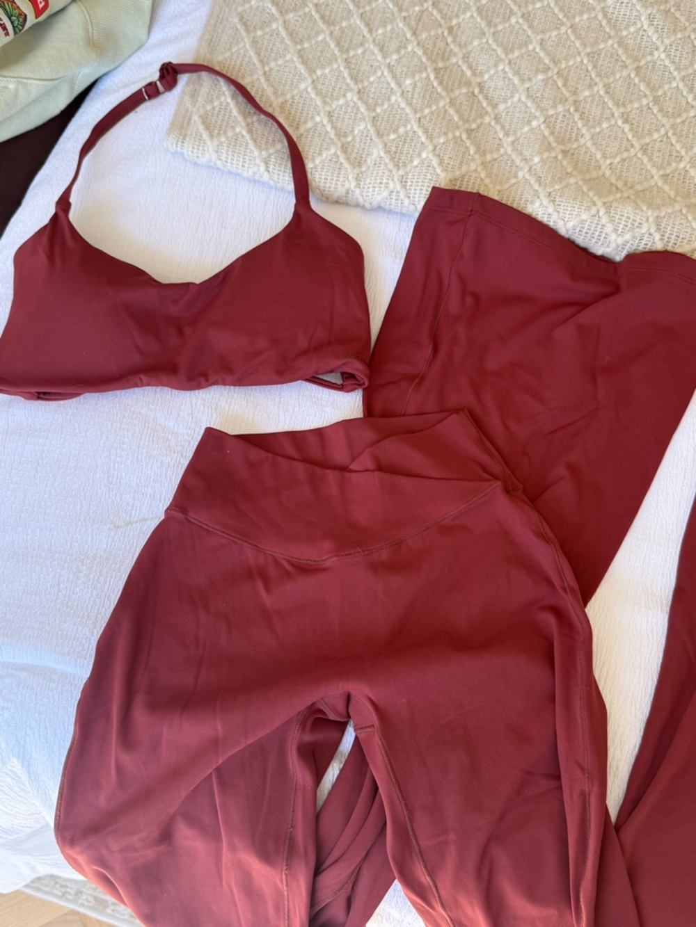 YoungLA Seamless Sports Bra & Leggings Set - Burgundy Sweatshirt included
